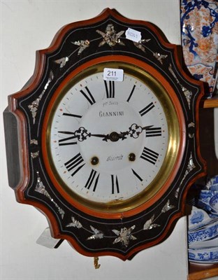 Lot 211 - A mother of pearl inlaid striking wall clock