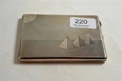 Lot 220 - Silver cigarette case decorated with pyramids