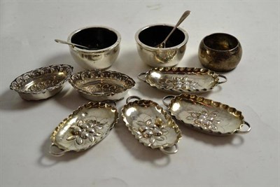 Lot 223 - A quantity of silver items, including salts and dishes