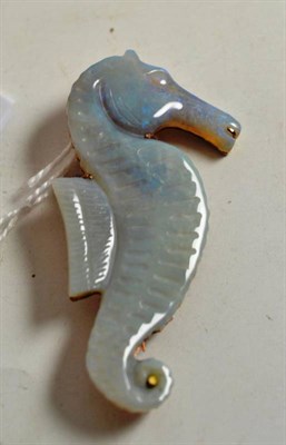 Lot 234 - An opal carved brooch as a seahorse