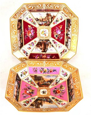 Lot 120 - Two "Vienna " Porcelain Octagonal Serving Dishes, circa 1900, painted in the manner of Heroldt with