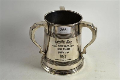 Lot 266 - A silver plated tyg, engraved ";Trinity Hall Boat Club, Tial Eights, Dec 7th 1874, Handicappes...