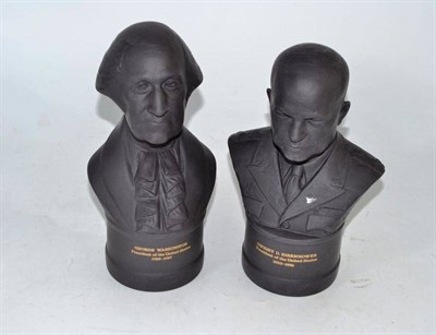 Lot 273 - Wedgwood basalt bust Washington and Wedgwood basalt bust Eisenhower