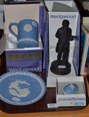 Lot 275 - Wedgwood basalt figure of Wedgwood, first Wedgwood Christmas plate, first Wedgwood Christmas...