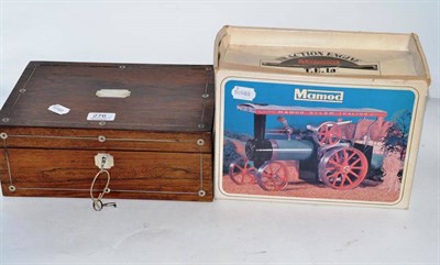 Lot 276 - A 19th century rosewood work box and a boxed Mamod steam driven Traction Engine (2)