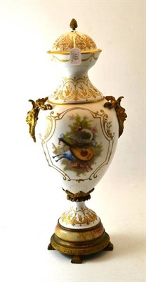 Lot 123 - A Gilt Metal Mounted Sèvres Style Porcelain Vase and Cover, circa 1900, of ovoid form with...