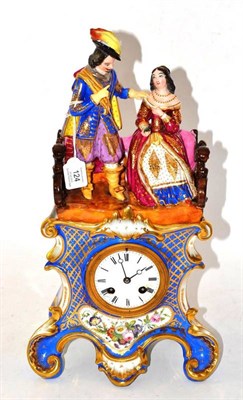 Lot 124 - A French Porcelain Cased Mantel Clock, probably Jacob Petit, circa 1860, modelled as 17th...