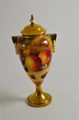 Lot 298 - Royal Worcester fruit painted vase and cover, signed P.Stanley