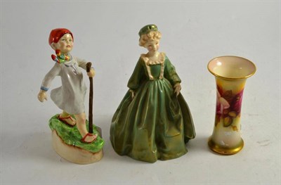 Lot 308 - Two Royal Worcester figures; 'Grandmother's Dress' 3081, 'Thursday's Child has far to go' 3260, and