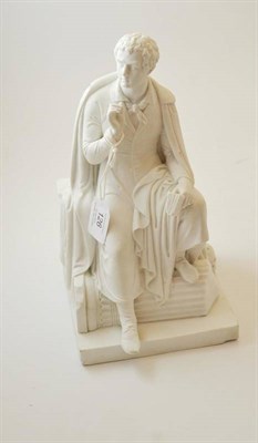 Lot 126 - A Royal Copenhagen Bisque Porcelain Figure of Byron, 19th century, the seated poet wearing a...