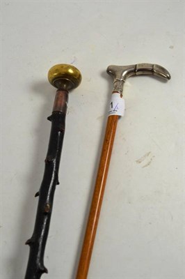 Lot 331 - Silver handled riding crop and blackthorn cane (Tom Lyons - deputy of Shermont)