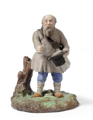 Lot 128 - A Gardner Bisque Porcelain Figure of a Peasant, late 19th century, the bearded figure standing...