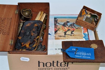 Lot 407 - A quantity of collectables including a tortoiseshell wallet, a British War Medal and King's...