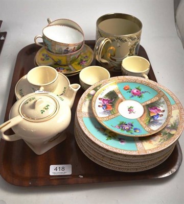 Lot 418 - A Bavarian set of three teacups, three saucers and six side plates in Vienna style, an Elizabeth II