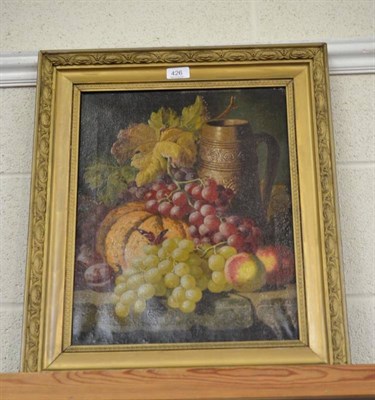 Lot 426 - Thomas Charles Bale (1855-1925), Still Life of Fruit beside a Stoneware Tankard, signed,...