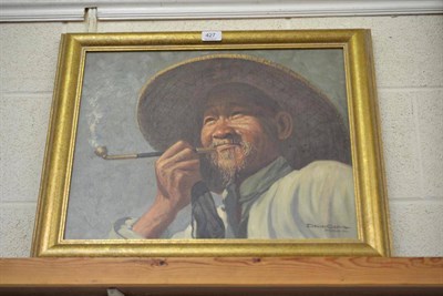 Lot 427 - Painting of a Chinese man by David Cheng, Hong Kong 1963