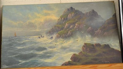 Lot 434 - M C Hider, 19th/20th century unframed oil on canvas seascape