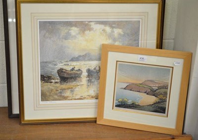 Lot 436 - R L Howey - Durham Coast, signed colour print; a pair of signed limited edition prints by R.L....