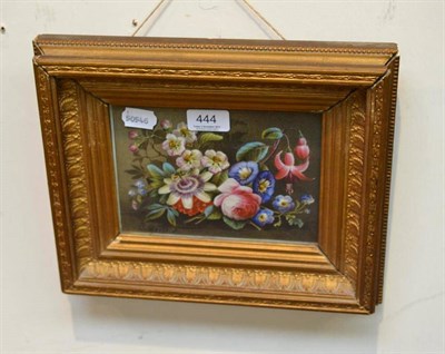 Lot 444 - An Edwin Steel floral painted ceramic plaque