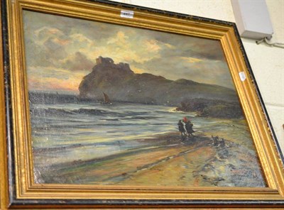 Lot 447 - An oil on canvas view of Dunnottar Castle, Aberdeen