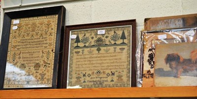 Lot 450 - A needlework sampler worked by Elizabeth Murrall Prior, 1842; another by Ann Wingrove, 1829; a...