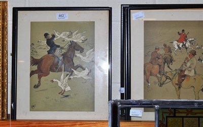 Lot 462 - After Somerville hunting prints - comic hunting scenes, a set of twelve colour prints and a...