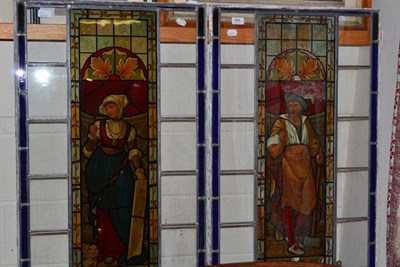 Lot 464 - Two stained glass leaded panels