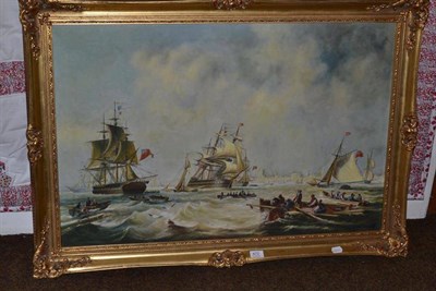 Lot 472 - Oil on canvas - Man o' War, in gilt frame