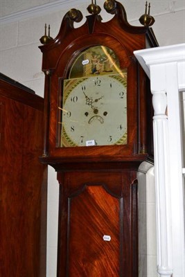 Lot 498 - A 19th century mahogany eight days long case clock with painted dial