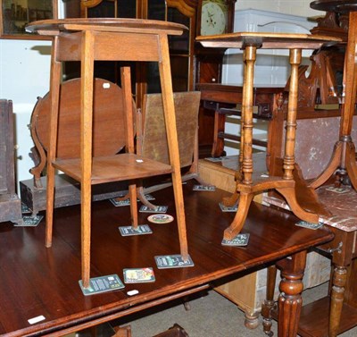 Lot 512 - Two Edwardian occasional tables and a set of oak open book shelves (3)