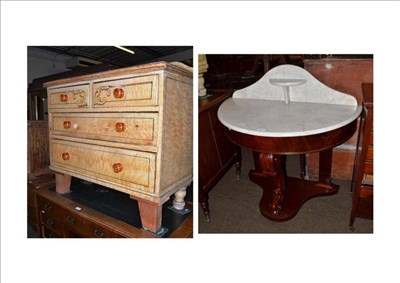 Lot 517 - A Victorian mahogany Duchesse wash stand with white marble top and a painted pine three height...