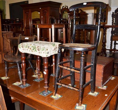 Lot 521 - A child's correction chair, a child's small bar-back chair and a dressing stool