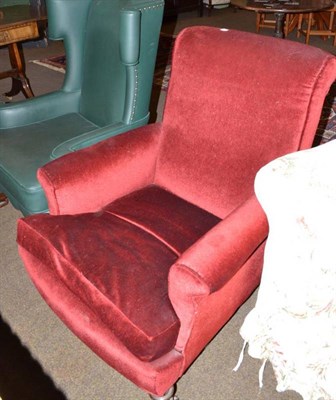 Lot 581 - A Victorian crimson upholstered armchair