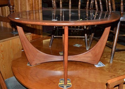 Lot 596 - G-plan circular glass topped coffee table