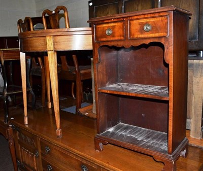 Lot 612 - A George III mahogany and boxwood strung foldover card table (faded) and a small reproduction...