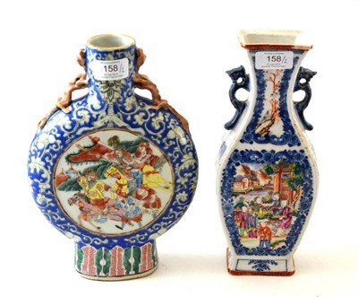 Lot 158 - A Chinese Porcelain Vase, Qianlong, of flattened baluster form, with mythical beast handles,...