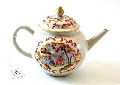 Lot 160 - A Chinese Porcelain Teapot and Cover, Qianlong, painted in famille rose enamels with Meissen...