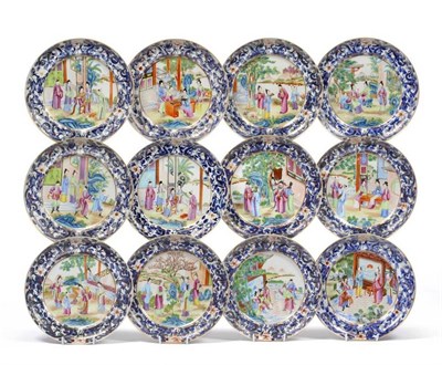 Lot 162 - A Set of Twelve Chinese Porcelain Plates, early 19th century, painted in famille rose enamels...
