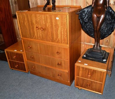 Lot 682 - 1950s Merrydew chest and two bedside cupboards