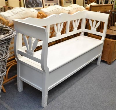 Lot 692 - A modern white painted box seat bench