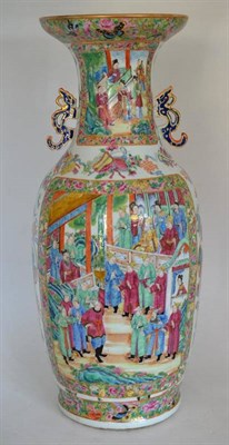 Lot 165 - A Cantonese Porcelain Vase, mid 19th century, of baluster form, the trumpet neck applied with...