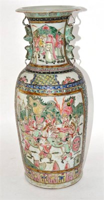 Lot 166 - A Cantonese Porcelain Vase, mid 19th century, of baluster form, the trumpet neck with mythical...