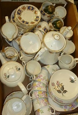 Lot 739 - Five boxes of ceramics, glass and ornamental items including heavy cut and moulded glass vases, tea