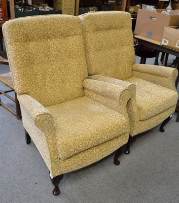 Lot 741 - A pair of modern upholstered easy chairs