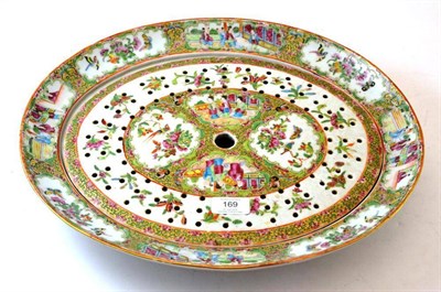 Lot 169 - A Cantonese Porcelain Oval Dish and Pierced Drainer, mid 19th century, typically painted with...