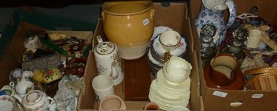 Lot 778 - Eight boxes of ceramics, glass and ornamental items including tea and dinner wares, cameras,...