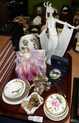Lot 10 - Lladro figure, Rosenthal vase, two Royal Doulton figures 'Sweet and Twenty' and 'The Cobbler' (both