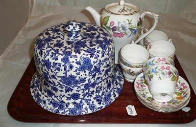 Lot 25 - Shelley Spring Bouquet coffee set and a blue and white cheese dome