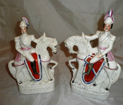 Lot 32 - Pair of Staffordshire figures on horseback (a.f.)