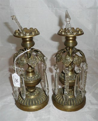 Lot 36 - A pair of Regency lustre candlesticks